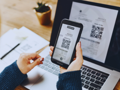Scanning a QR code on laptop